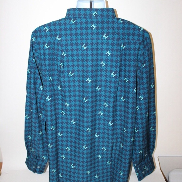 NWT $95 William Bill Murray Golf Houndstooth Long Sleeve Button Shirt Size L XL - Picture 8 of 10